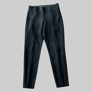 Zara Black Faux Suede Leather  Zip Ankle Pants